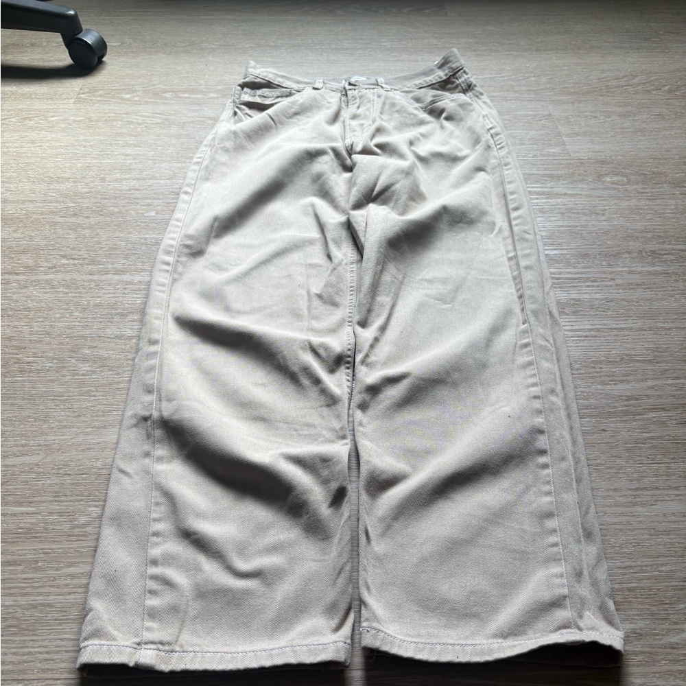 Wide-Leg Tan Pants